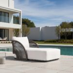 Contemporary Poolside Chaise Lounger with Curved Rope Frame