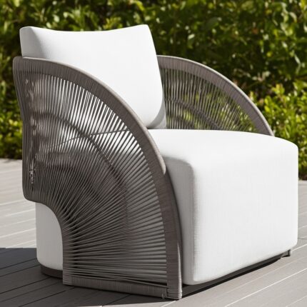 Wide-Base Textured Outdoor Armchair