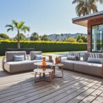 White Teak-Trim Outdoor Lounge Set