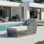 Modern Outdoor Chaise Lounger with Textured Rope Detailing