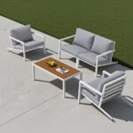 White Aluminum Outdoor Set with Grey Cushions
